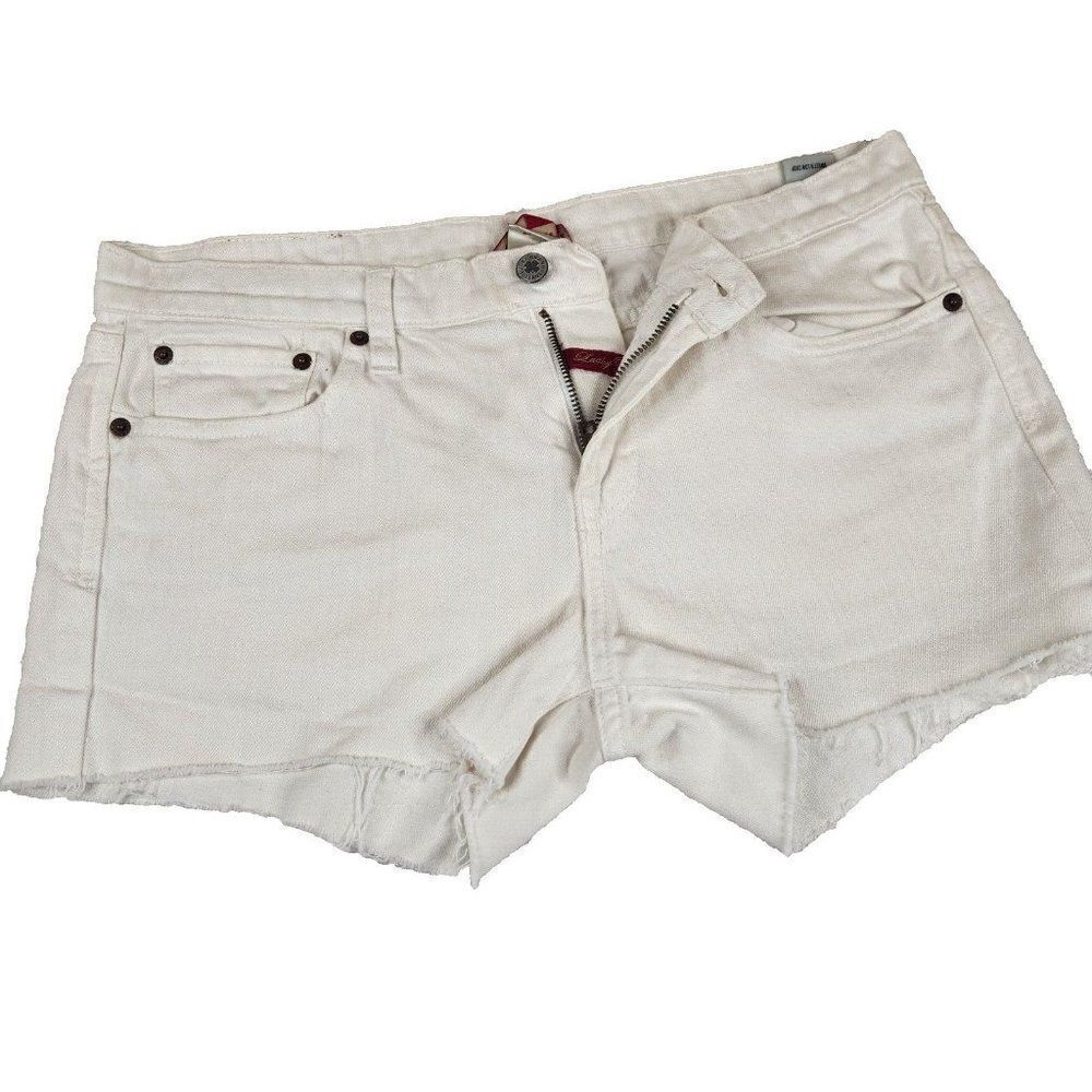 Vintage 90s Cut Off Jean Shorts Womens Size 10 White Denim Destroyed Frayed